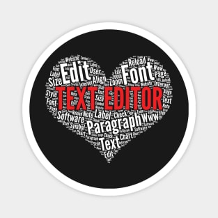 Text Editor Heart Shape Word Cloud Design Newspaper Editor product Magnet